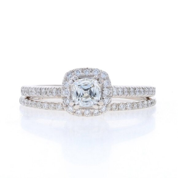Christopher Designs Diamond Engagement Ring Wedding Band White Gold 14k Cushion